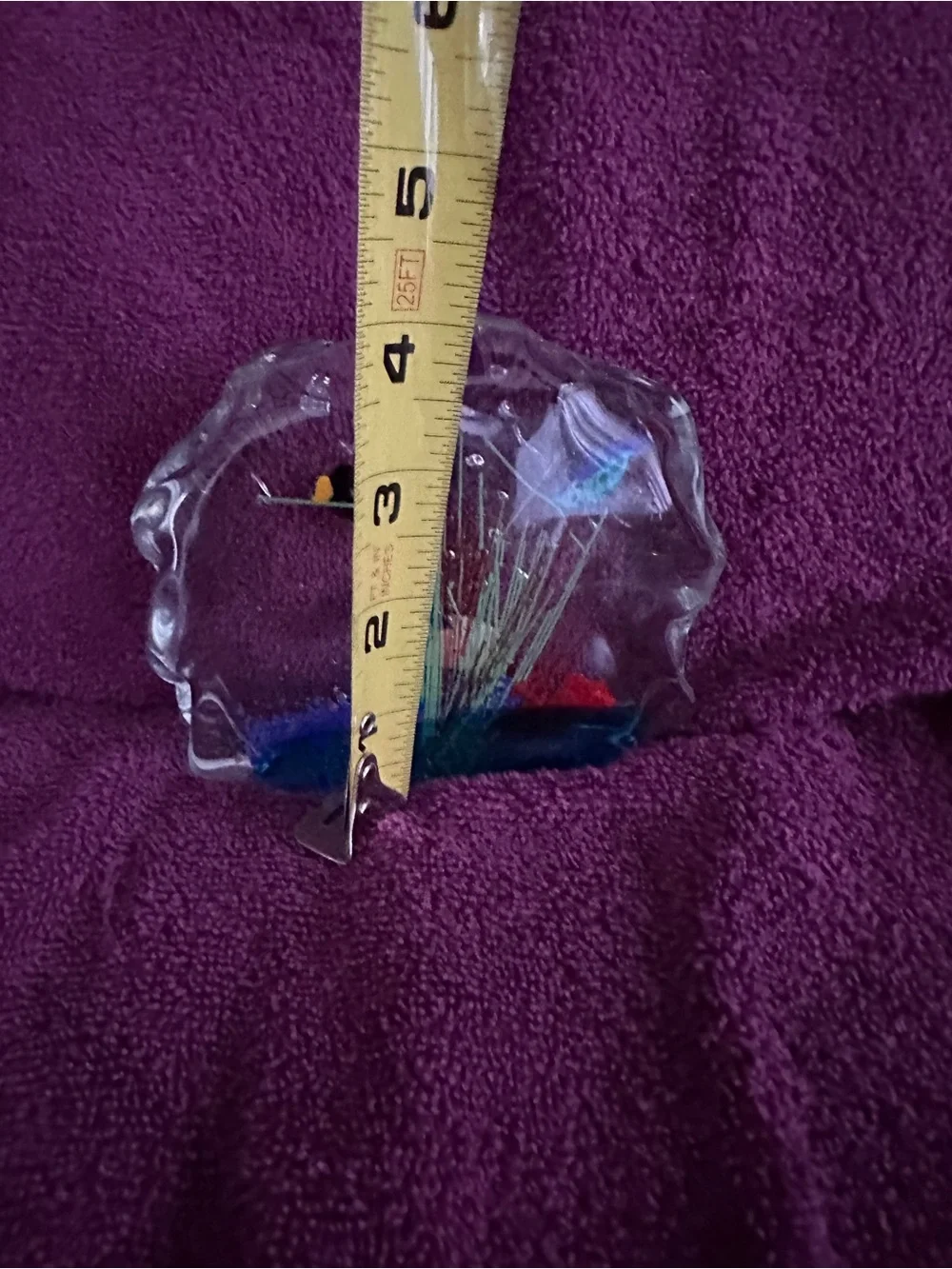 Murano Multicolor Glass Aquarium Sculpture with Blue, Green, Yellow and Red Fish